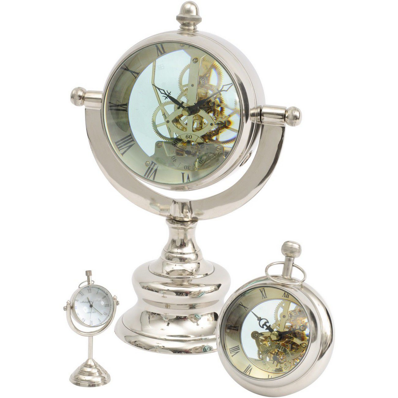 Paperweight Chrome Open Cogs Clock Ornament